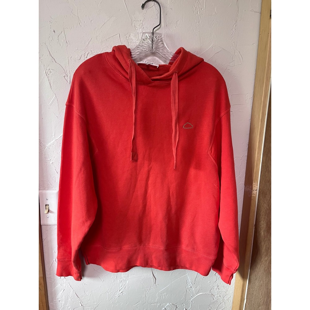 Frame Faded Sunkist Orange Red Organic Pima Cotton Cloud Hoodie Womens M
